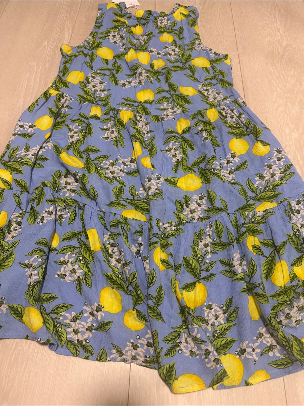 beachlunchlounge Blue Lemon-Print Tiered V-Neck Midi Dress - Picture 5 of 12